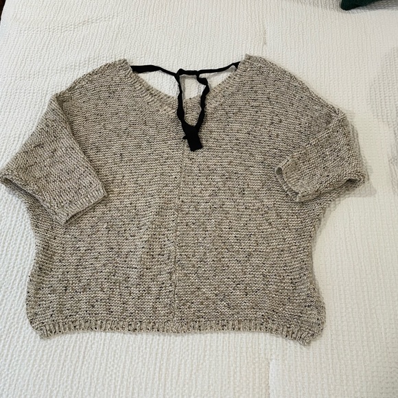 DJ and Juju women’s tan brown sweater tie back pullover size extra large - Picture 2 of 3